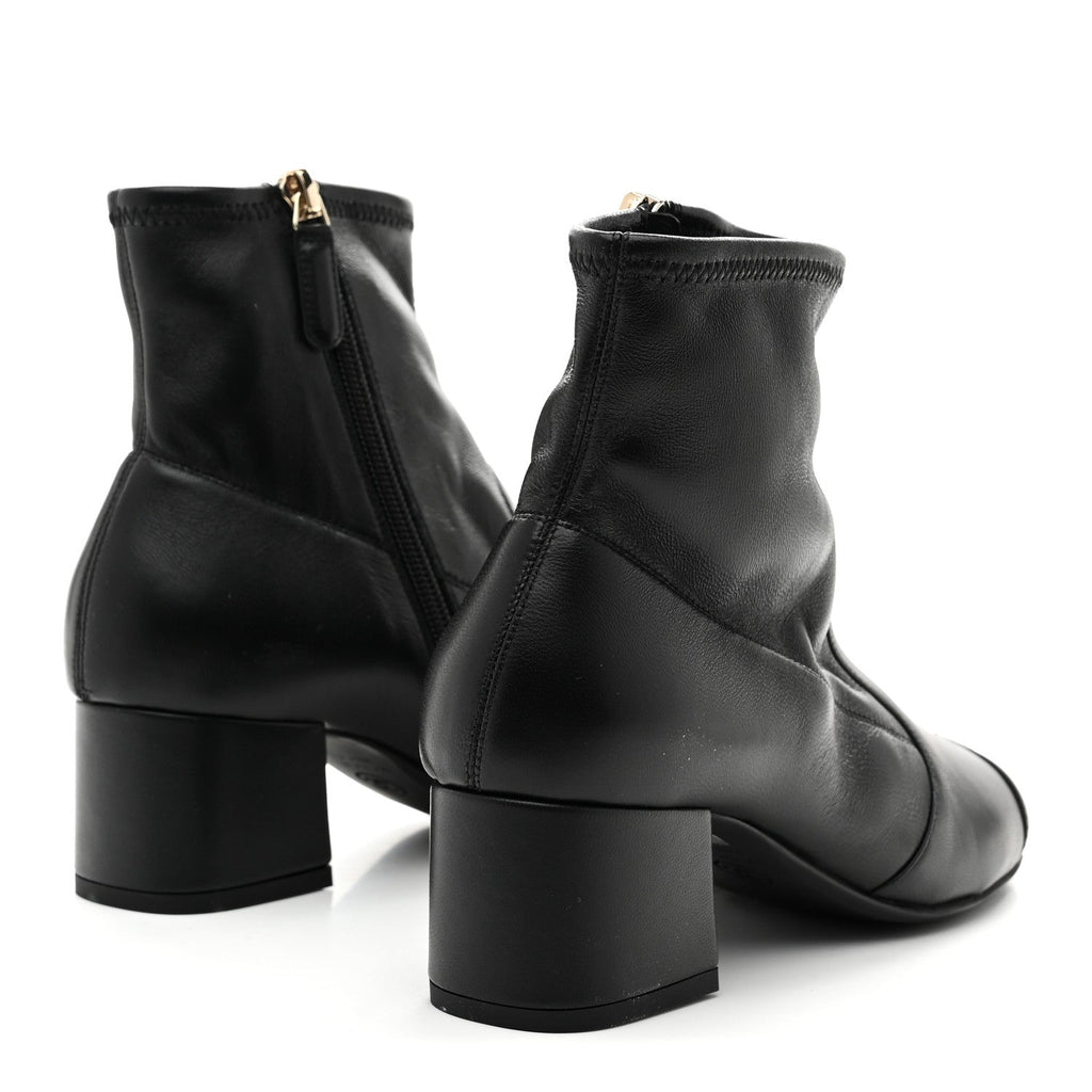 Chanel Stretch Lambskin Cap Toe CC Uniform Short Boots 36 Black