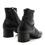 Chanel Stretch Lambskin Cap Toe CC Uniform Short Boots 36 Black