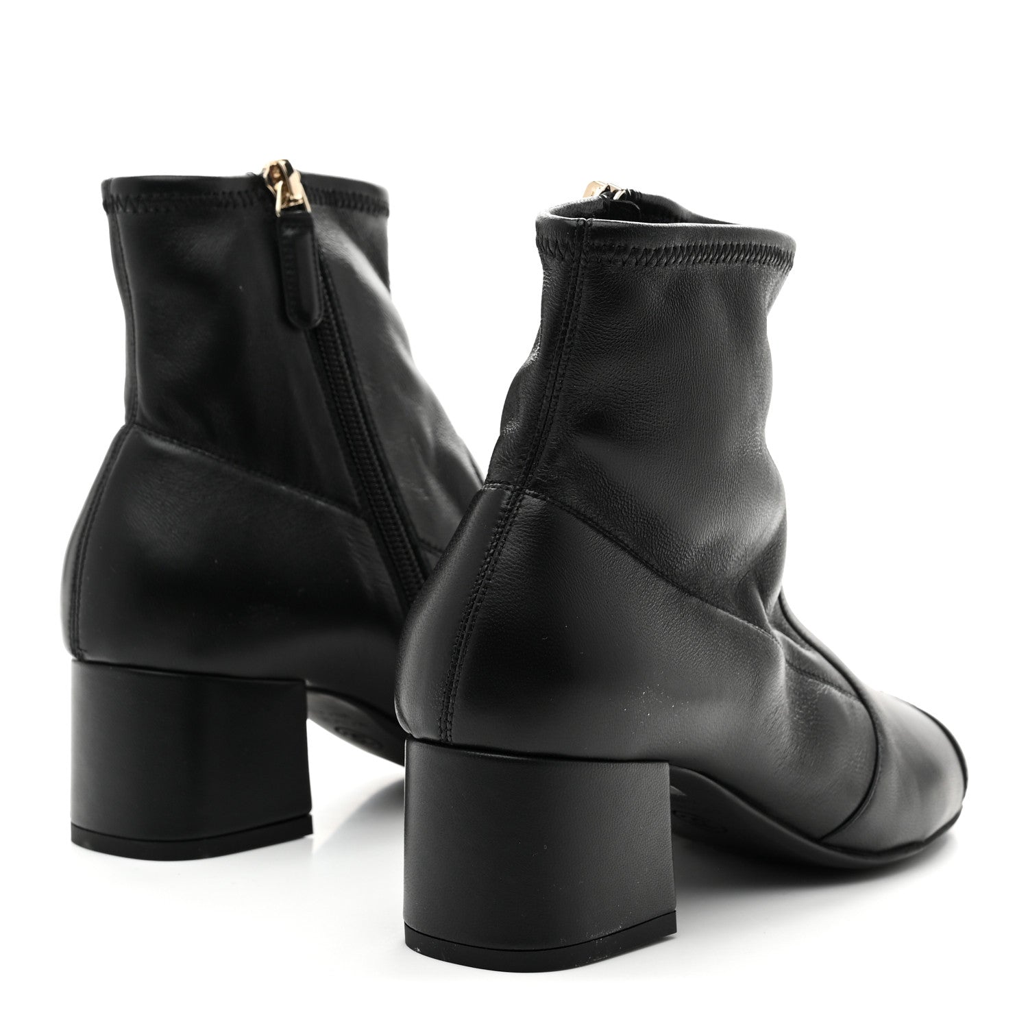 Chanel Stretch Lambskin Cap Toe CC Uniform Short Boots 36 Black