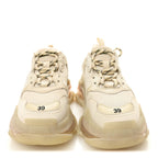 Balenciaga Fabric Mesh Clear Sole Womens Triple S Sneakers 39 Beige