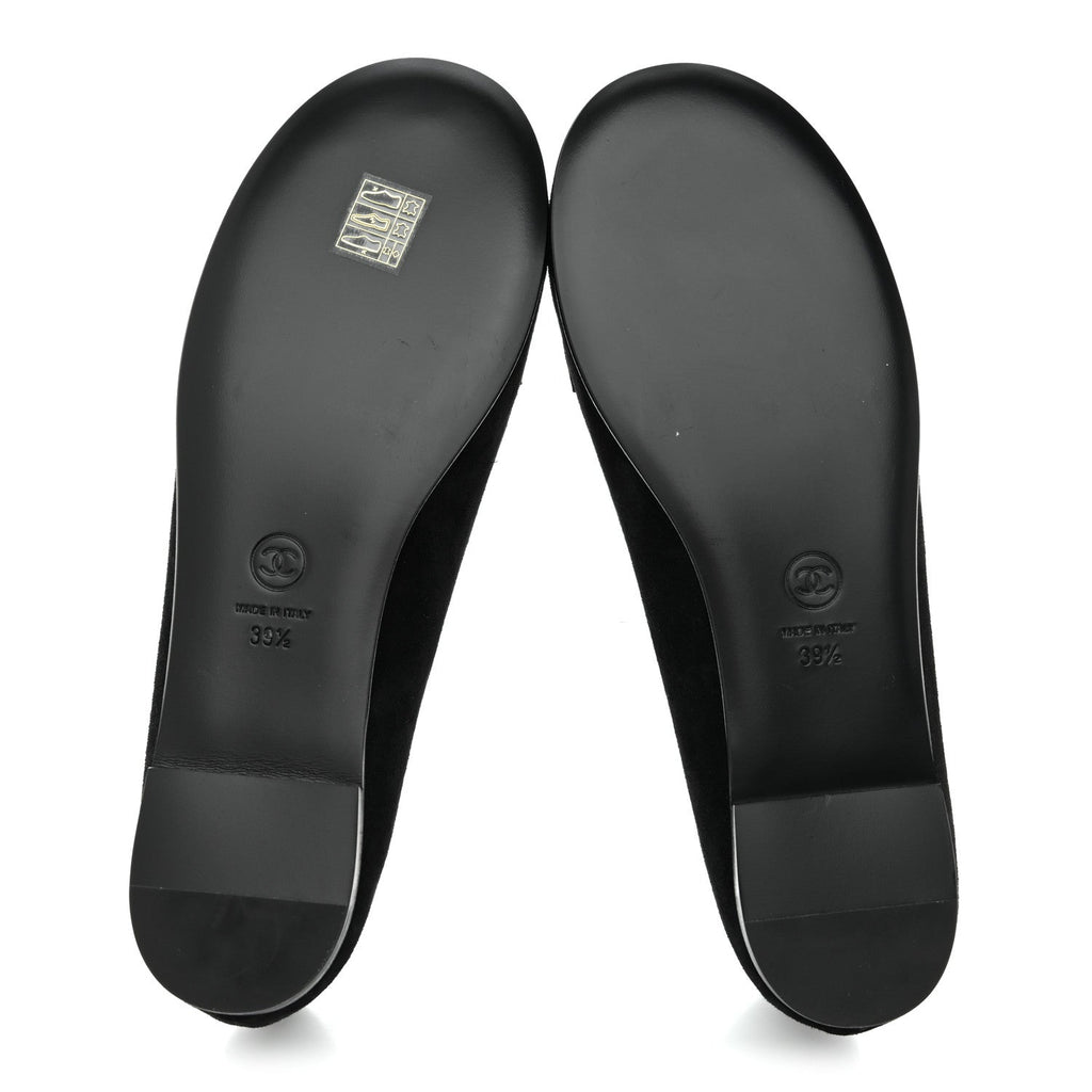 Chanel Suede Crystal CC Mocassin Loafers 39.5 Black