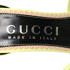 Gucci Nappa Charlotte GG Ankle Strap High Heel Sandals 39 Pistachio Green