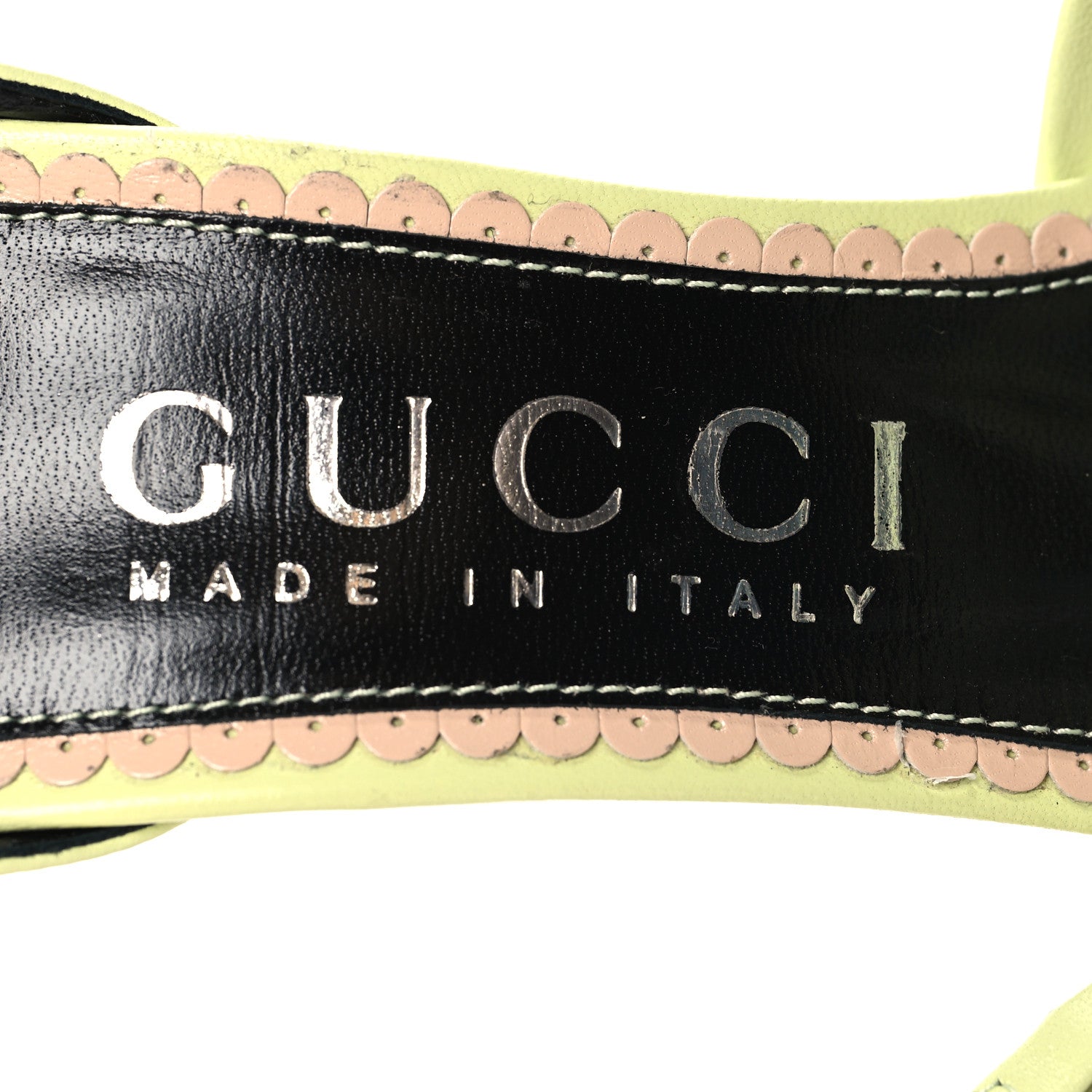 Gucci Nappa Charlotte GG Ankle Strap High Heel Sandals 39 Pistachio Green