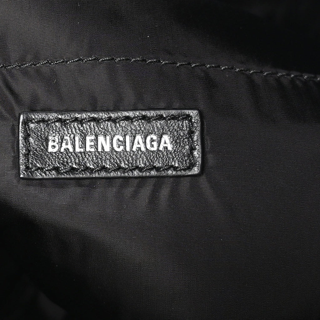Balenciaga Arena Calfskin Nylon Medium Monaco Chain Shoulder Bag Optic White