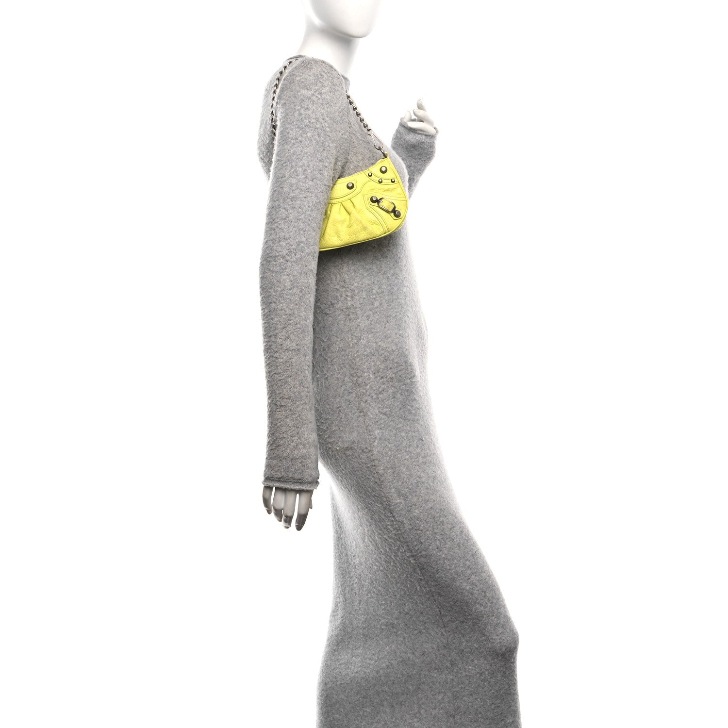Balenciaga Agneau Arena Le Cagole Mini Purse With Chain Lime