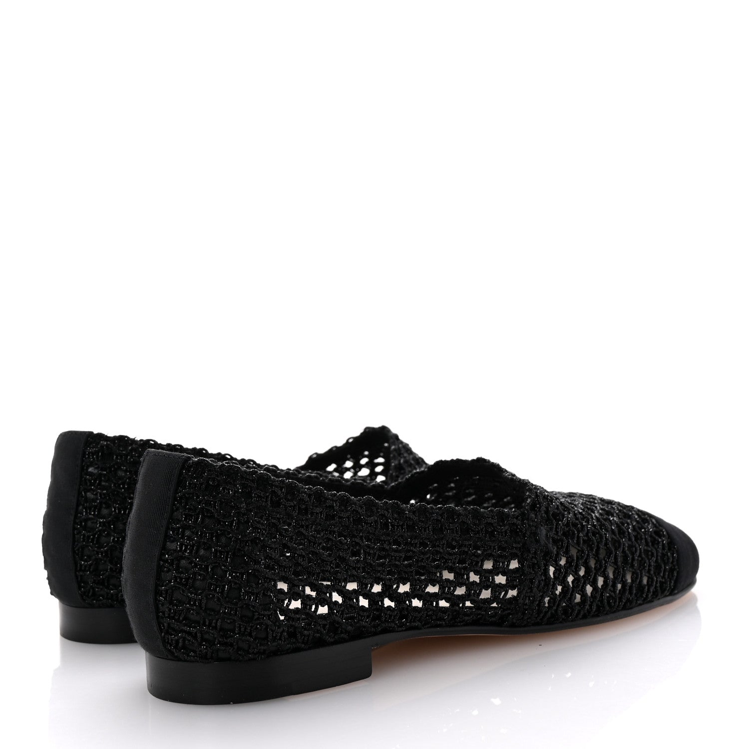 Chanel Knit Grosgrain Cap Toe CC Moccasin Loafers  36.5 Black
