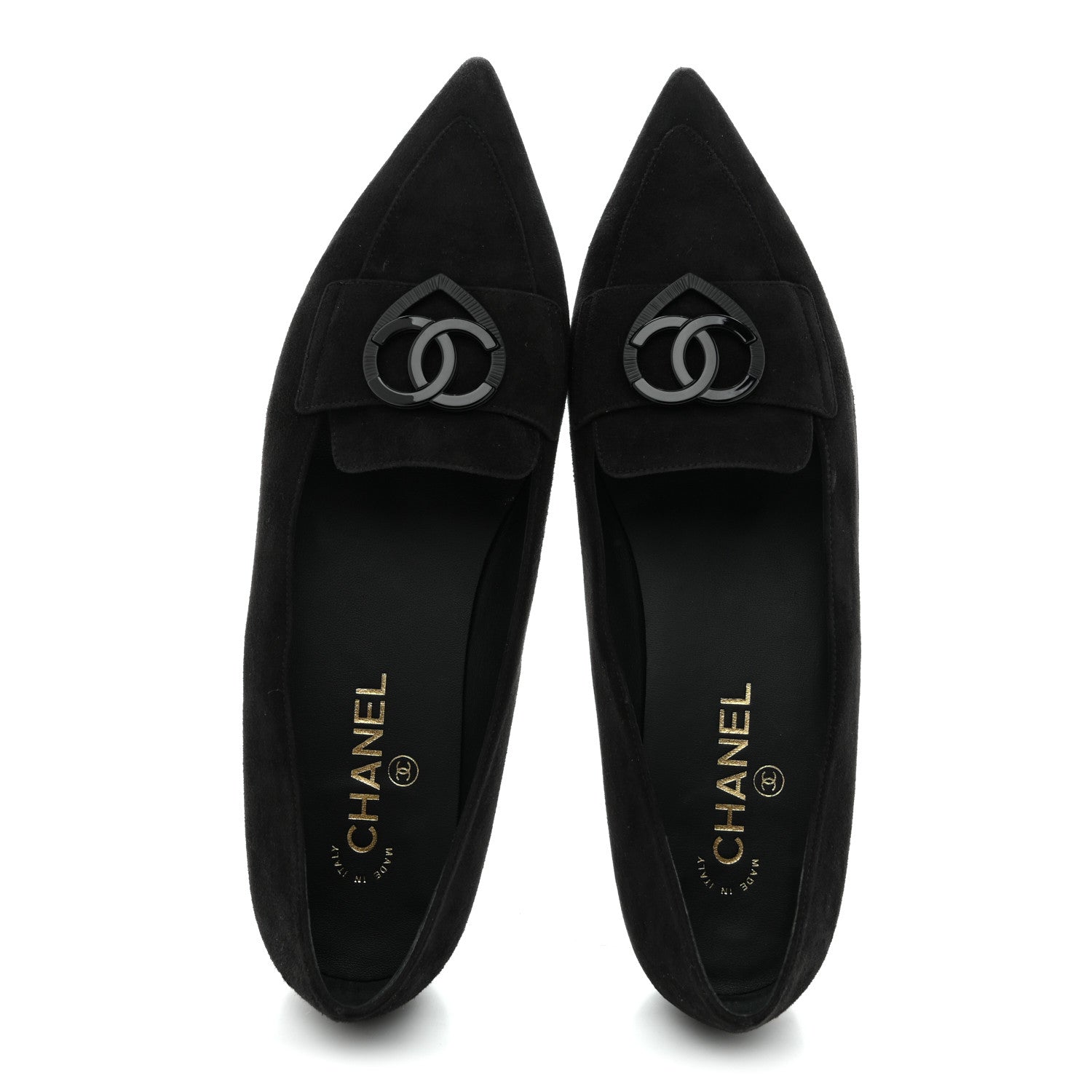 Chanel Suede Heart CC Loafers 40.5 Black