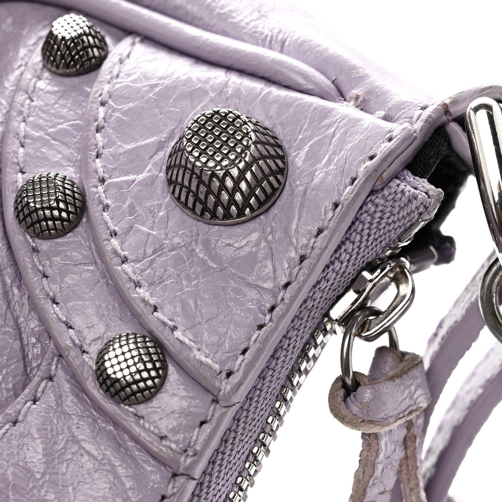 Balenciaga Agneau Arena Le Cagole Mini Purse With Chain Lilac