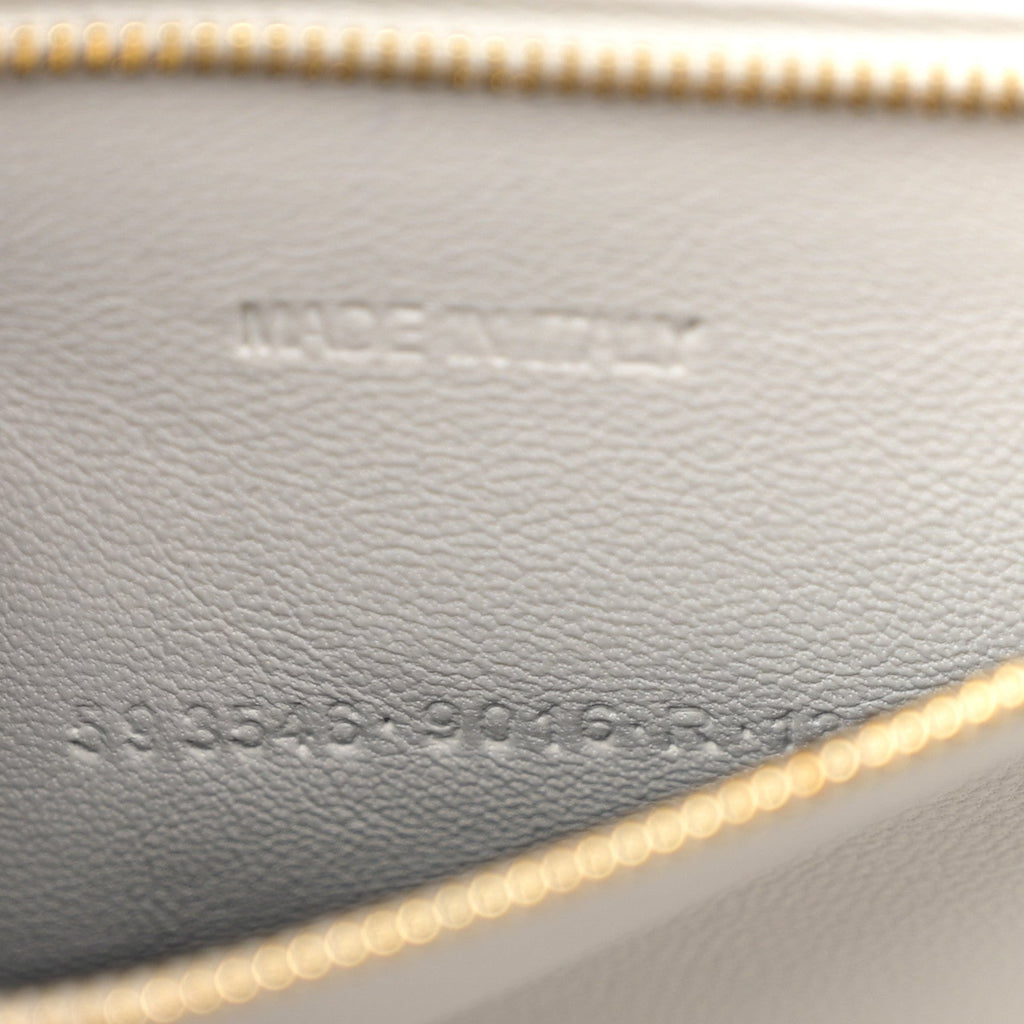 Balenciaga Calfskin Crocodile Embossed Small Hourglass Top Handle Bag White