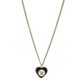 Chanel Pearl Crystal CC Heart Necklace Gold Pearly White Black