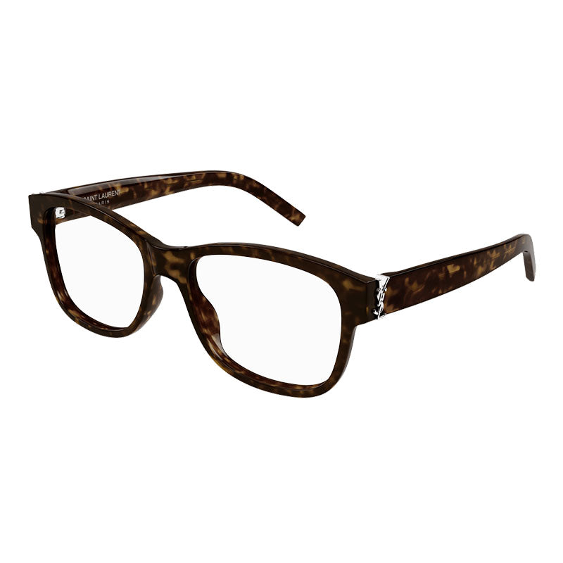 Saint Laurent Eyeglasses Square Full Rim, Dark Havana Frame and Clear Demo Lens Lens SLM132005
