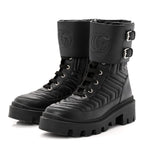 Gucci Nappa Frances GG Matelasse Platform Combat Boots 36 Black