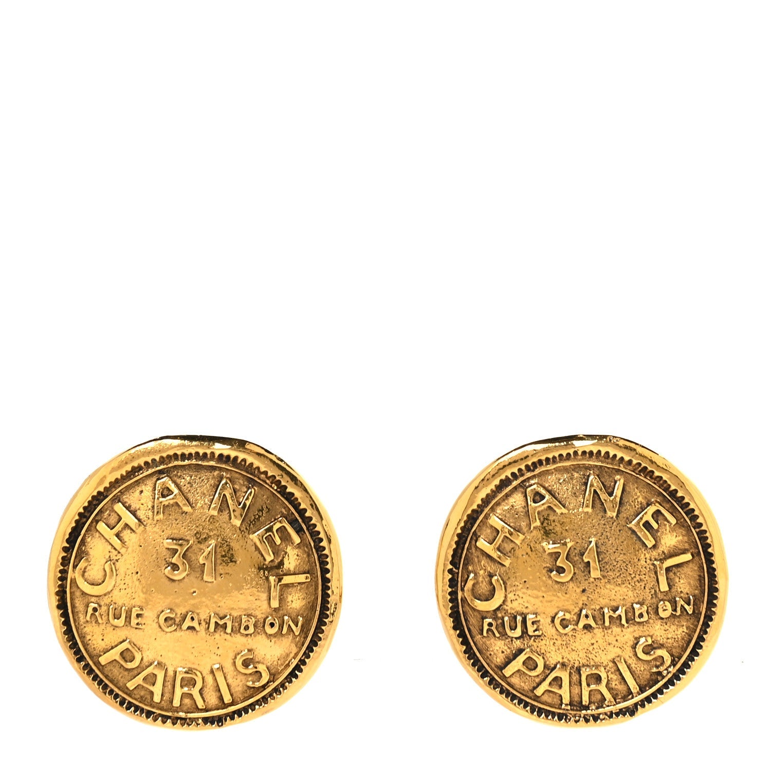 Chanel Metal Rue Cambon Clip On Earrings Gold