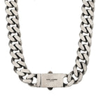 Saint Laurent Metal Curb Chain Necklace Oxidized Silver
