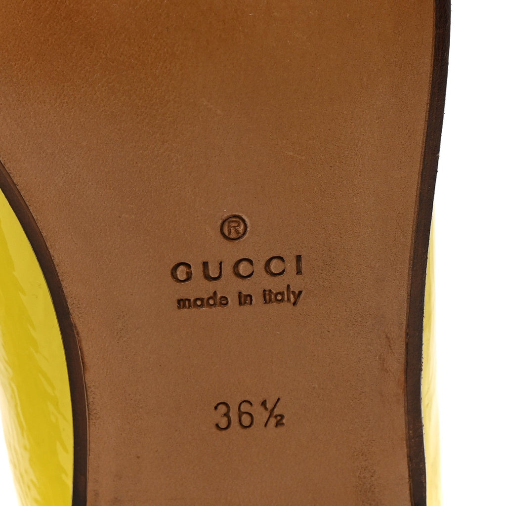 Gucci Vernice Naplack Womens 1953 Horsebit Loafers 36.5 Acid Lime