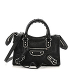Balenciaga Chevre Silver Metallic Edge Hardware Nano City Black