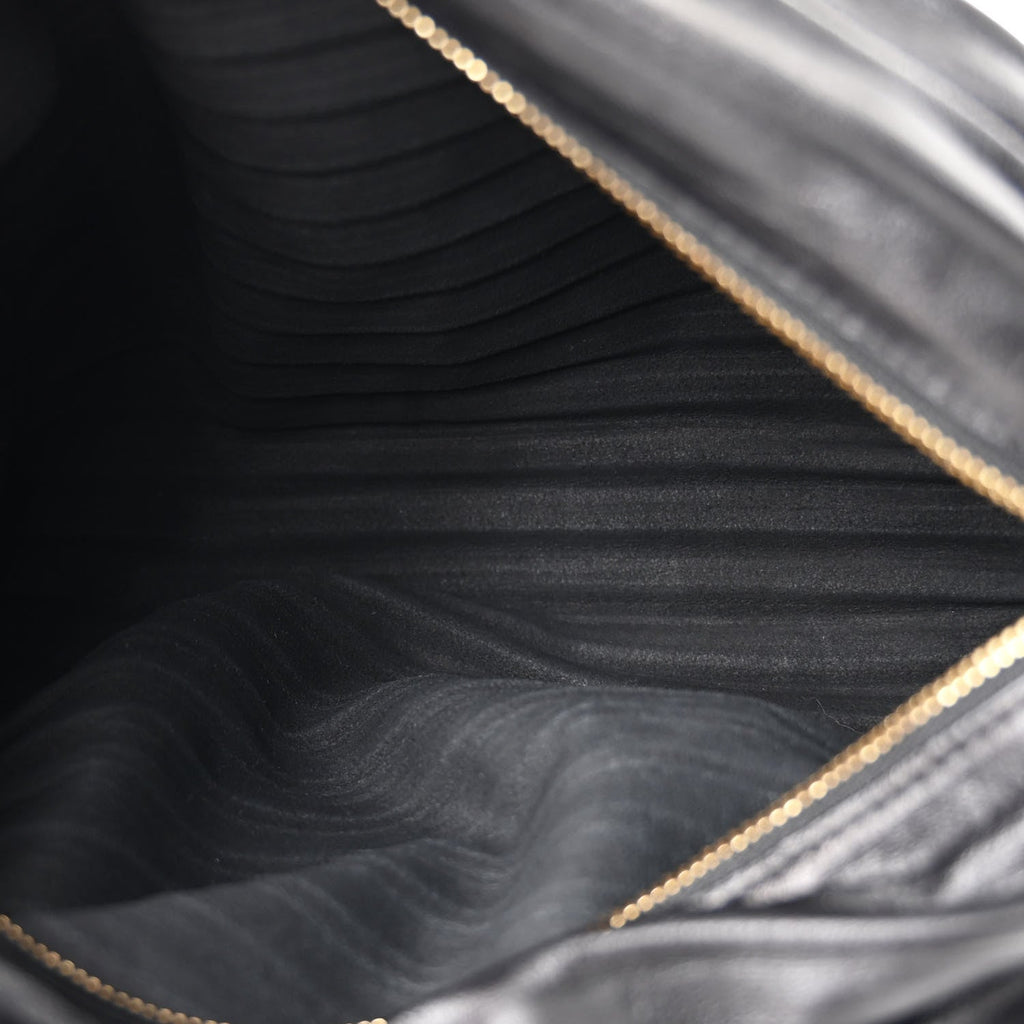 Loewe Lambskin Pleated Bracelet Pouch Shoulder Bag Black
