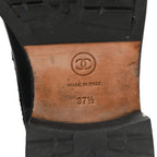 Chanel Calfskin Quilted Lace Up Combat Boots 37.5 Black