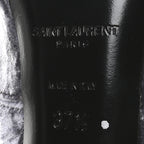 Saint Laurent Velvet Ella Knee High Boots 37.5 Cool Grey