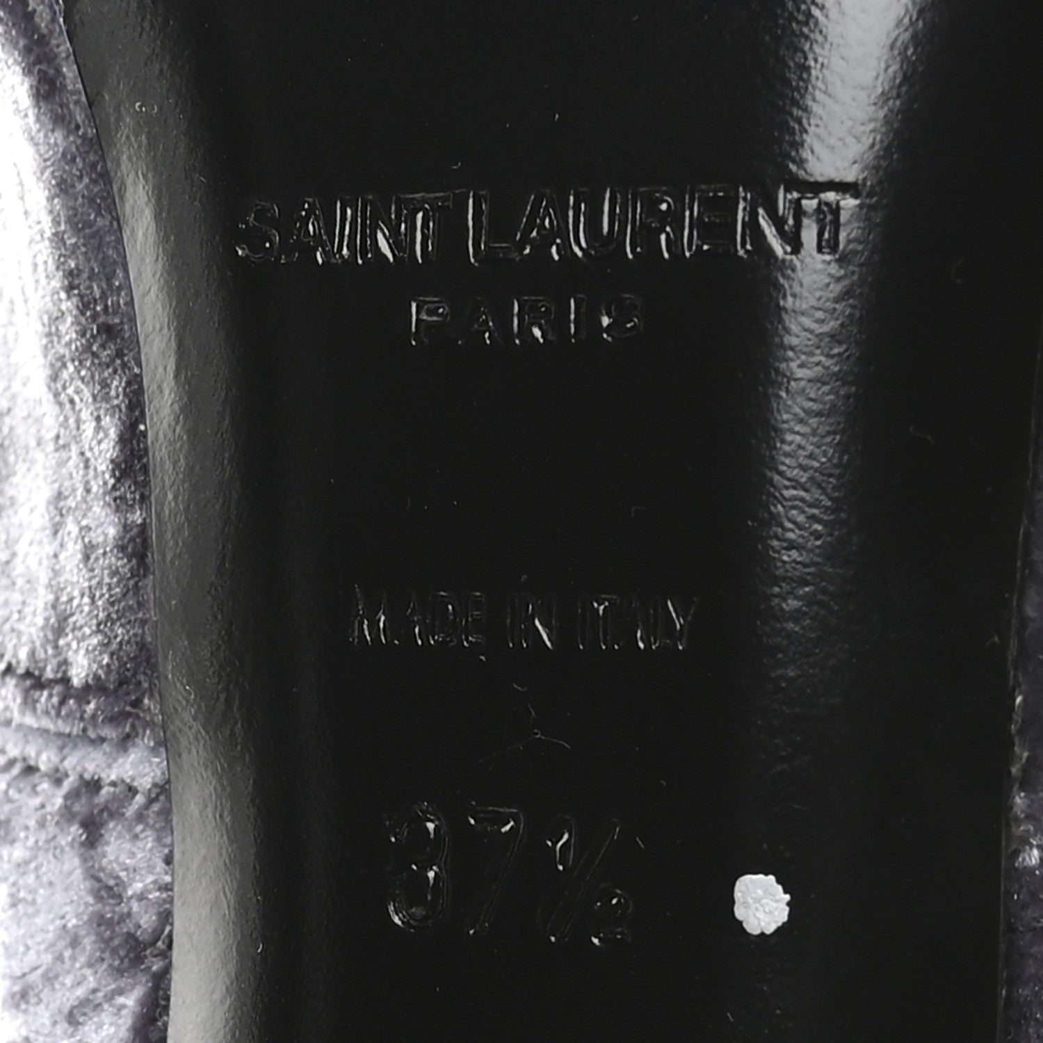 Saint Laurent Velvet Ella Knee High Boots 37.5 Cool Grey
