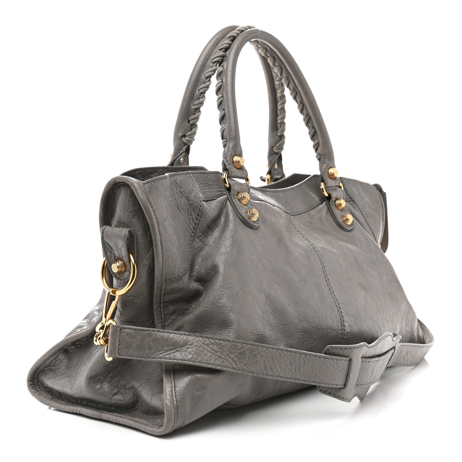 Balenciaga Agneau Giant 12 Gold Hardware Part Time Gris Pyrite