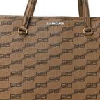 Balenciaga Coated Canvas BB Monogram Large Signature East West Shopper Bag Beige Brown