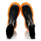 Bottega Veneta Calfskin The Tire Chelsea Boots 39 Black Tangerine