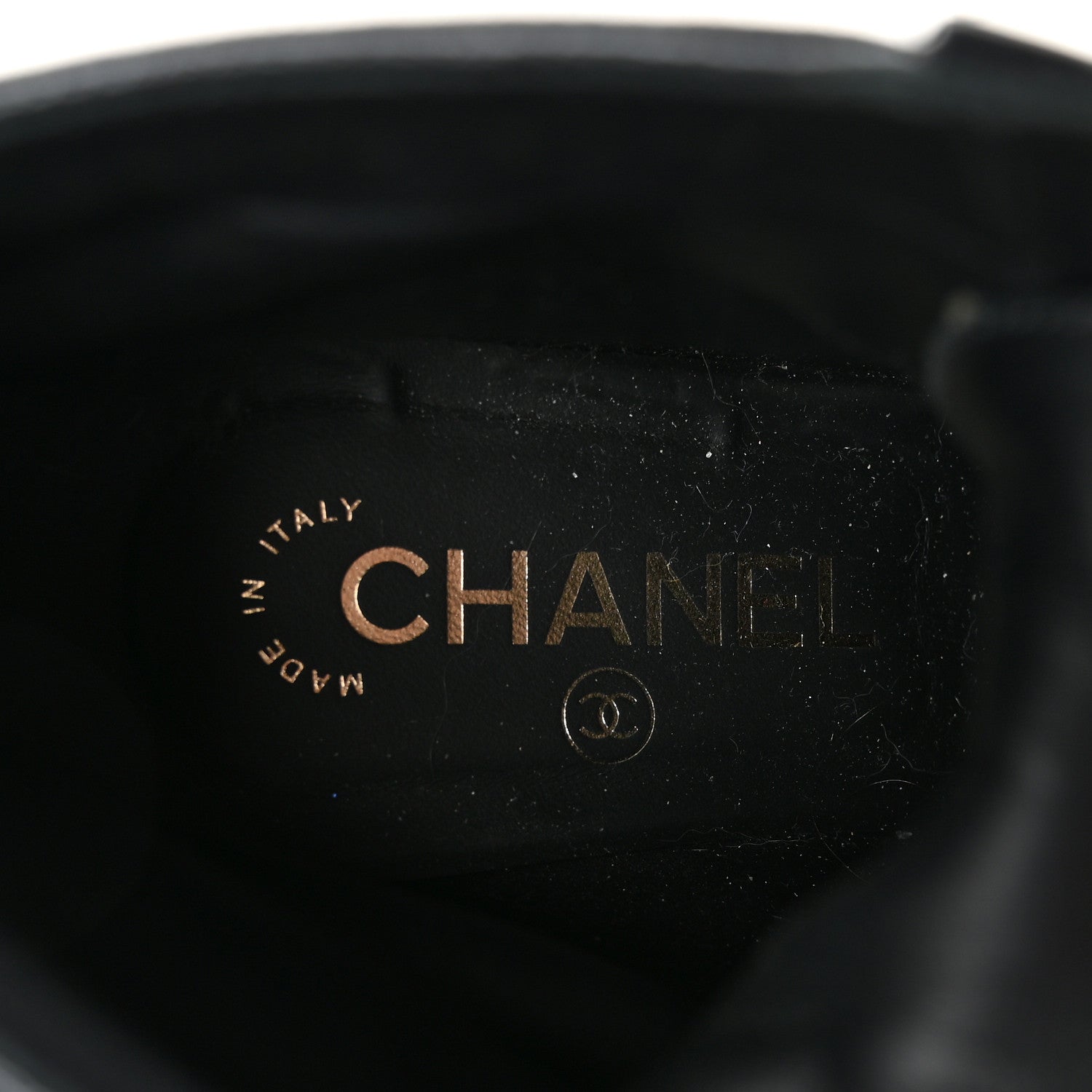 Chanel Pearly Calfskin Patent Calfskin Lace Up Combat Boots 37 Black