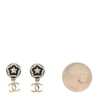 Chanel Resin Crystal CC Ball Drop Earrings Black Silver