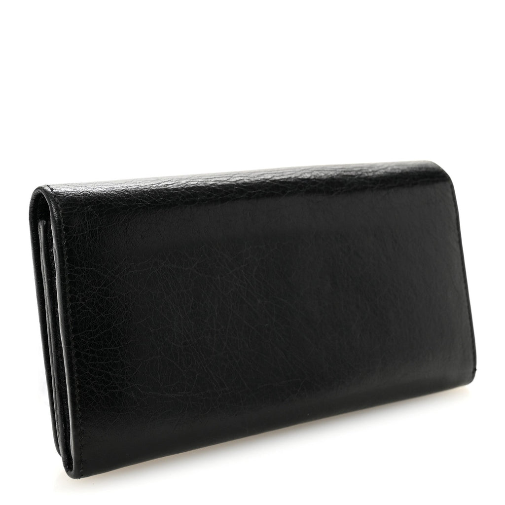 Balenciaga Agneau Giant 12 Gold Hardware Money Wallet Black