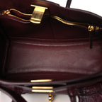Balenciaga Calfskin Crocodile Embossed Mini Bel Air Carry All Bag Dark Burgundy