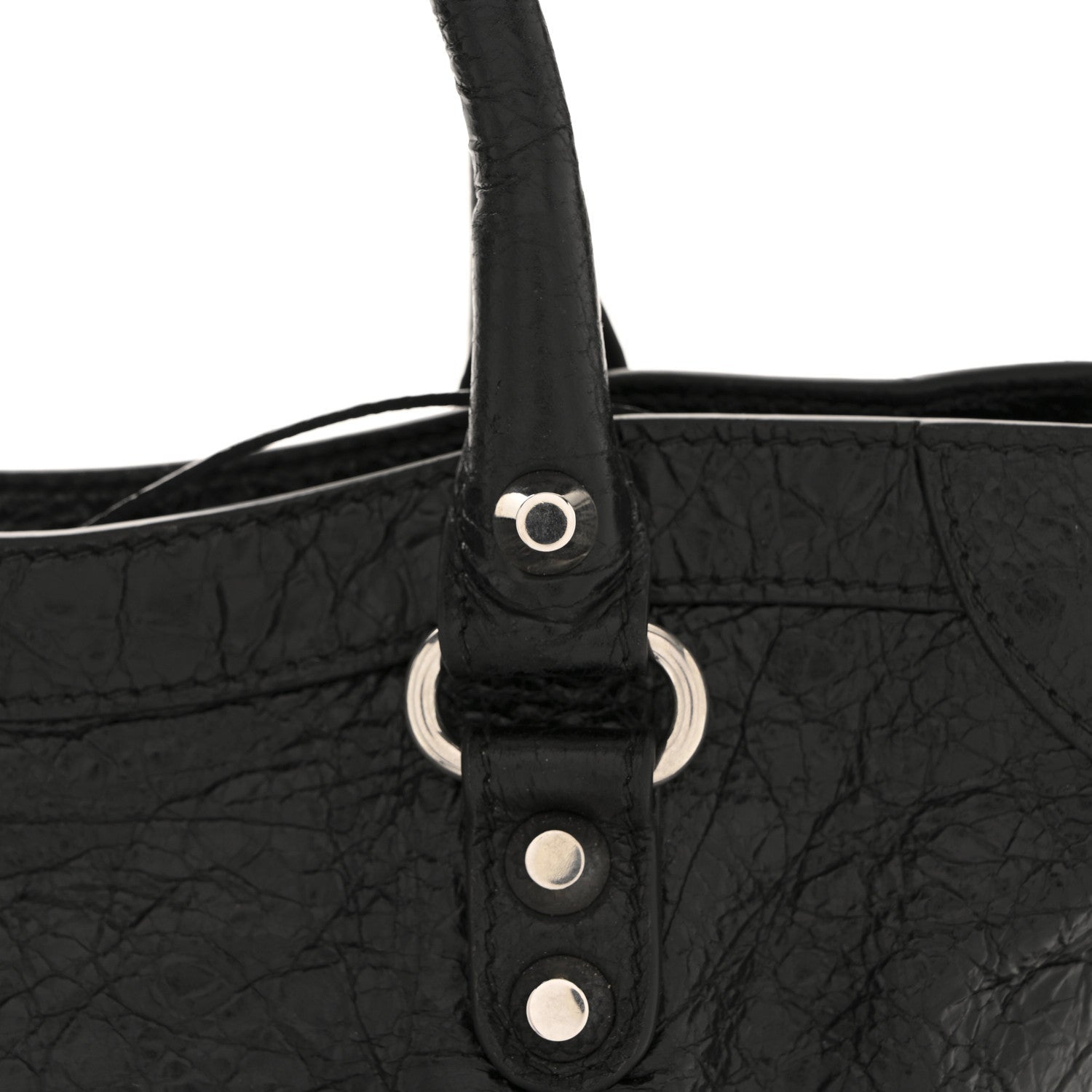 Balenciaga Agneau Arena Storico Silver Hardware Small Le City Black