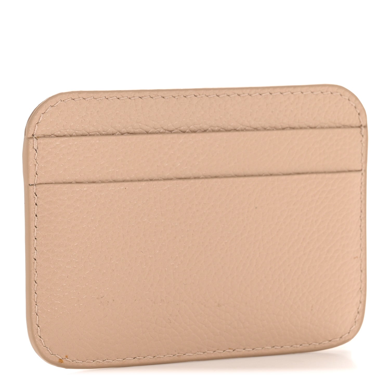 Balenciaga Grained Calfskin Logo Cash Rounded Card Holder Beige