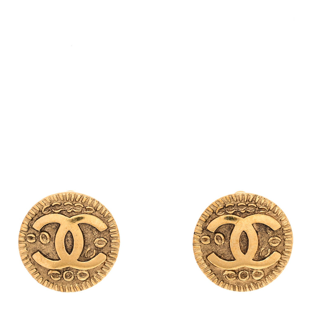 Chanel Round CC Clip On Earrings Gold