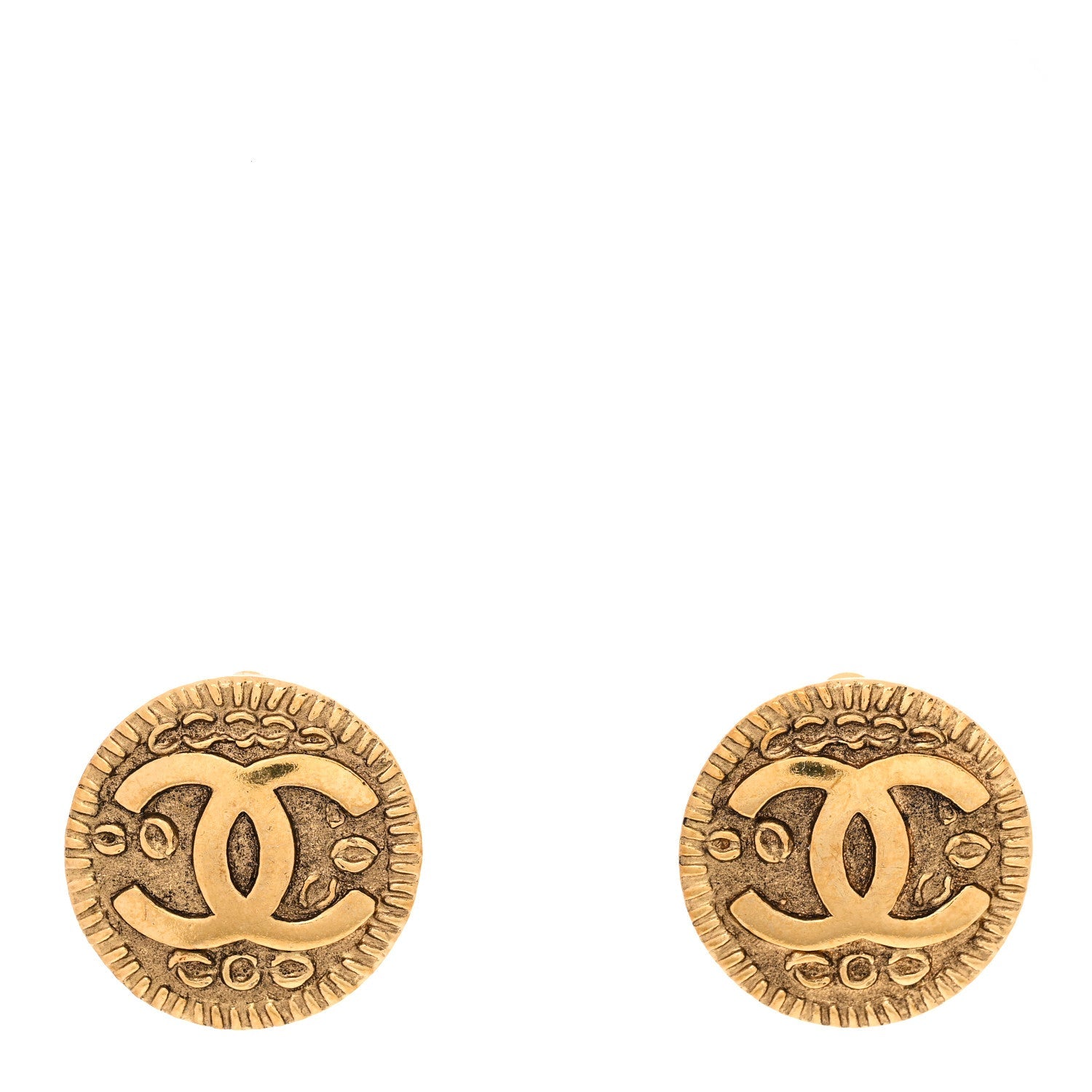 Chanel Round CC Clip On Earrings Gold