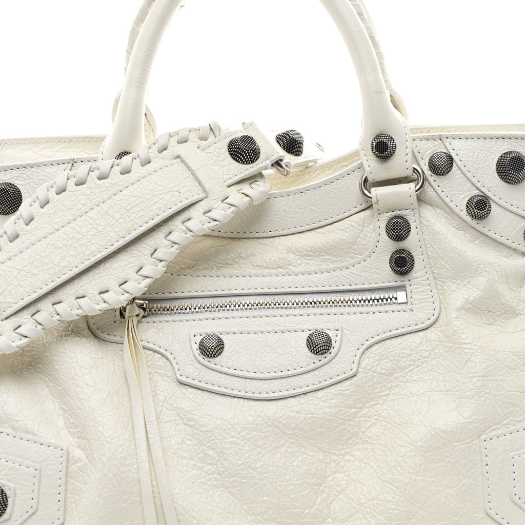 Balenciaga Agneau Arena Neo Cagole City Handbag Optic White