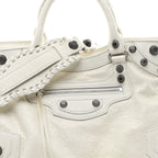 Balenciaga Agneau Arena Neo Cagole City Handbag Optic White