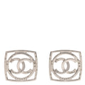 Chanel Metal Square CC Earrings Silver