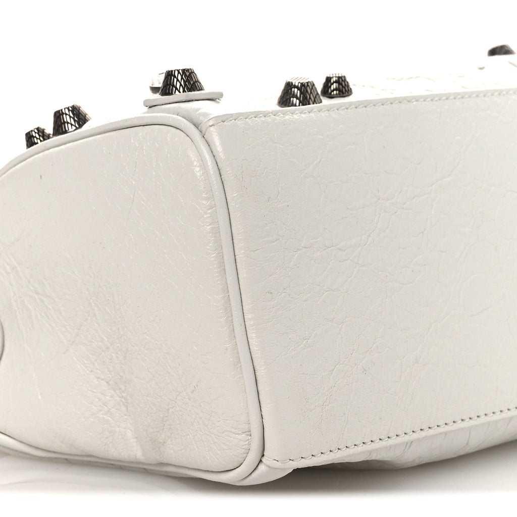 Balenciaga Agneau Arena Mini Le Cagole Duffle Crossbody Bag Optic White