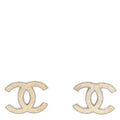 Chanel Glitter Resin CC Earrings Silver White