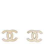 Chanel Glitter Resin CC Earrings Silver White