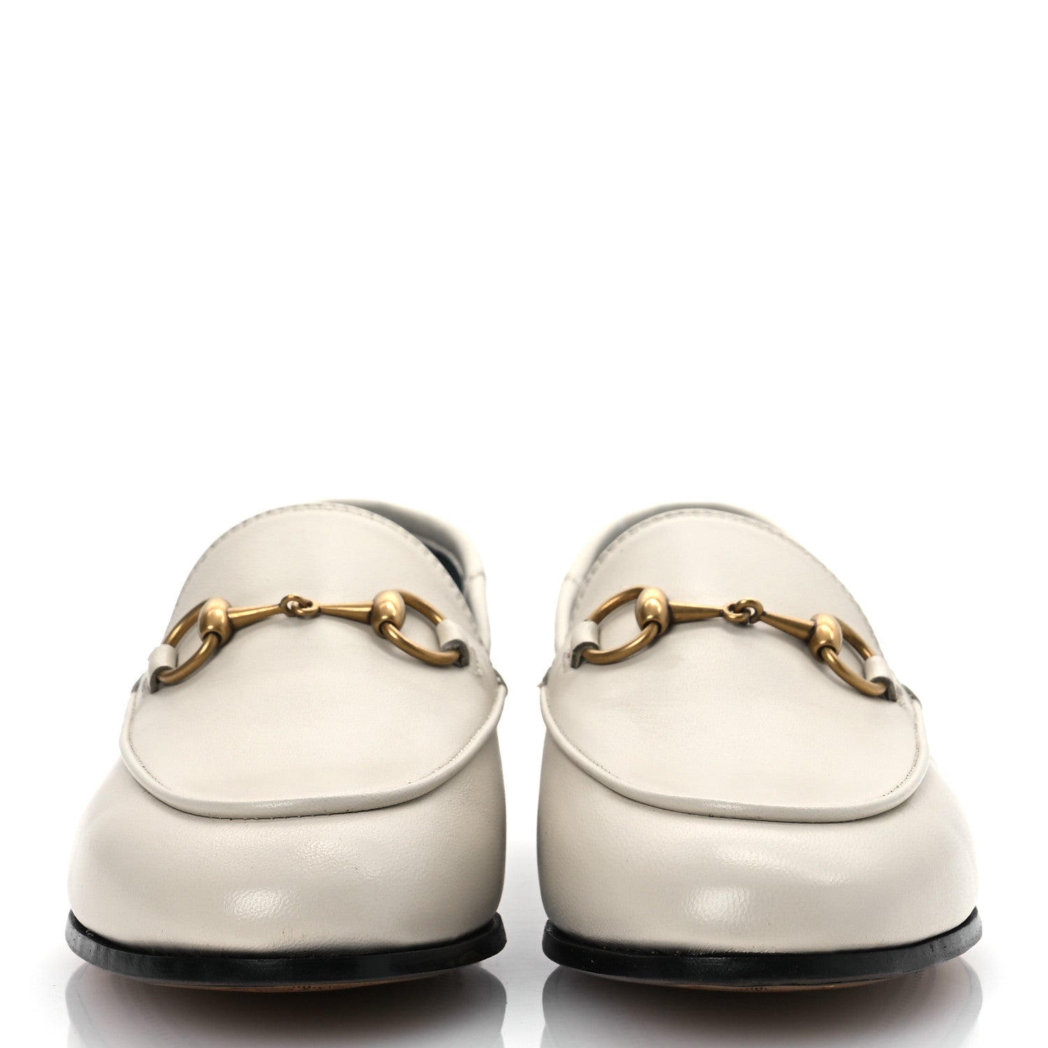 Gucci Calfskin Womens Jordaan Loafers 35.5 Mystic White