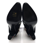 Saint Laurent Velvet Embroidered Claire Boots 36 Black