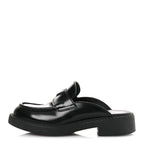 Prada Spazzolato Triangle 40mm Loafer Mules 37 Black