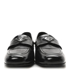 Prada Brushed Calfskin Metal Triangle Logo 20mm Loafers 36.5 Black