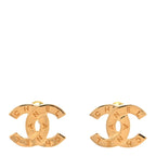 Chanel Metal CC Paris Button Stud Earrings Gold