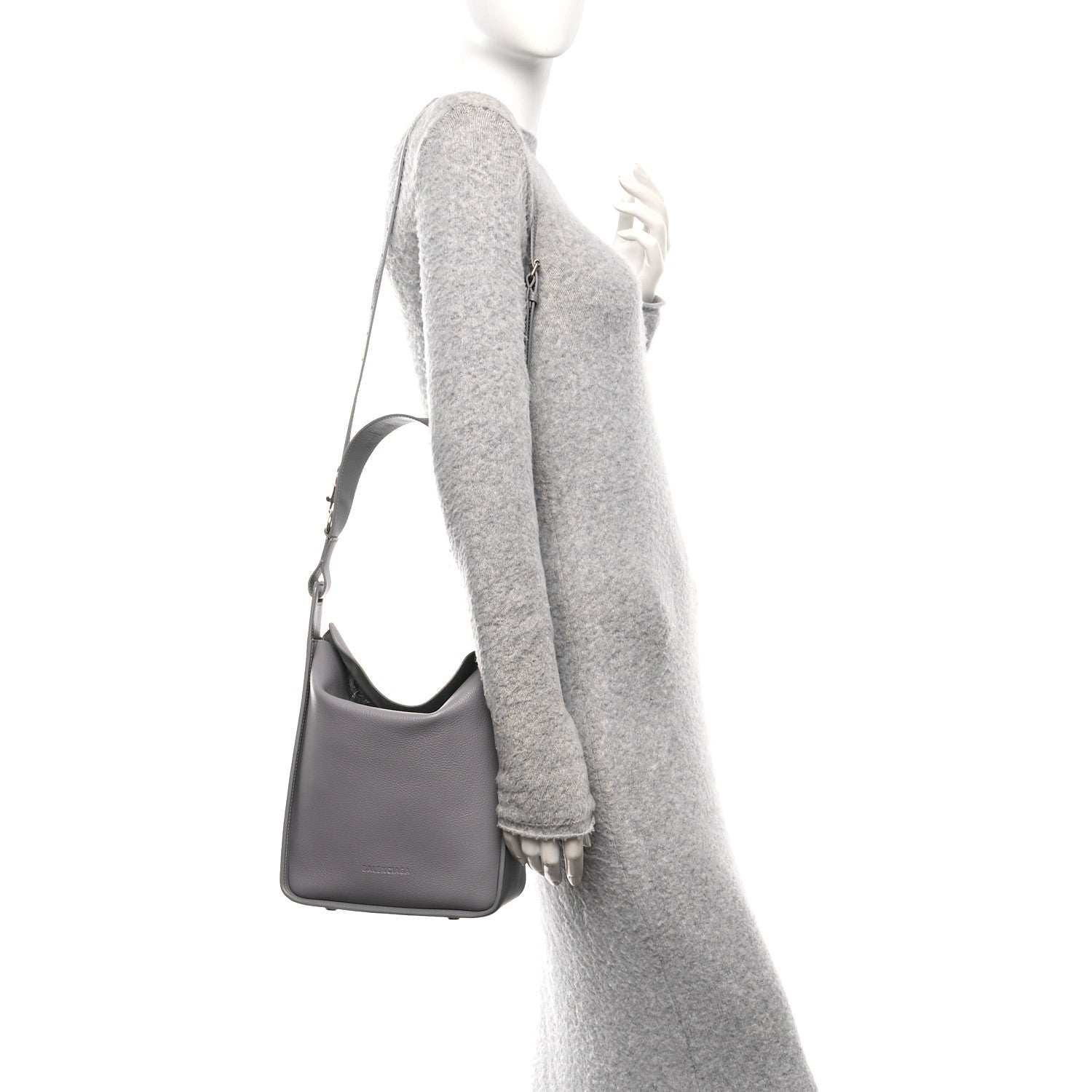 Balenciaga Calfskin Logo Embossed Small Tool 2.0 North-South Tote Balenciaga Grey