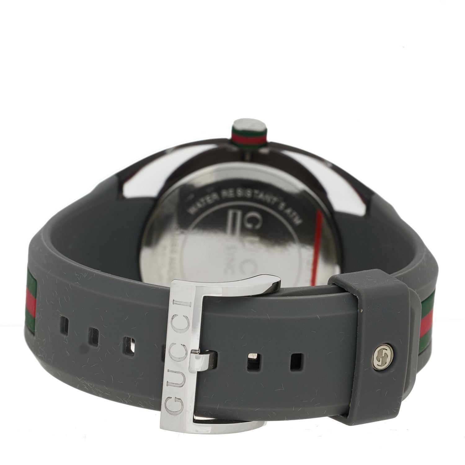 Gucci Stainless Steel Rubber 46mm Sync Web Quartz Watch Grey
