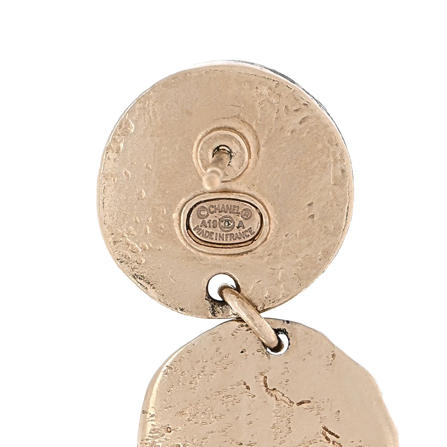 Chanel Pearl Crystal Papyrus Drop Strand Earrings Gold Grey