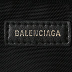 Balenciaga Faux Fur Diagonal Logo Explorer Crossbody Pouch  Black White